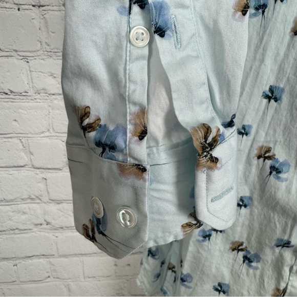 Stitch Note Blue Floral Button Up Dress Shirt Egyptian Cotton Size Large - Picture 4 of 6
